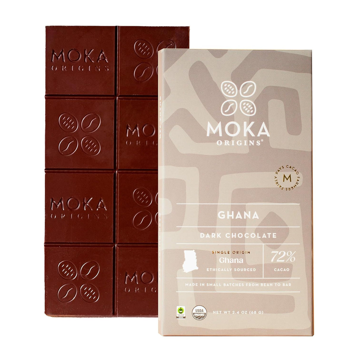 Moka Origins Organic Chocolate Bar Pack – Bean-to-Bar, Direct & Fair Trade, Small-Batch, Ethically Sourced, Gourmet, Artisan Craft Chocolate (6-Pack, Lemon Ginger)