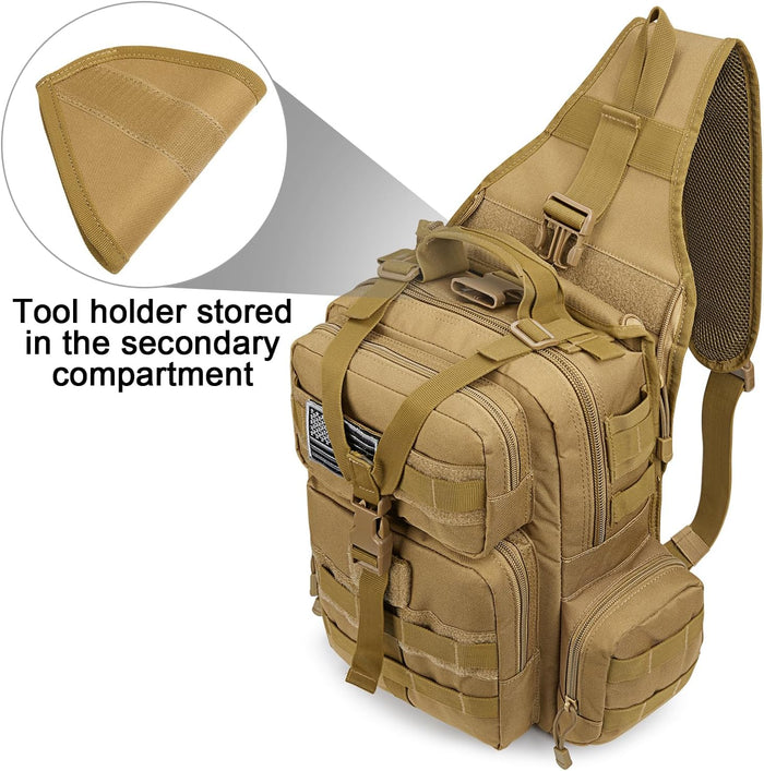 G4Free Large Tactical EDC Sling Bag Backpack, Military Molle Bag Single Strap Shoulder Backpack for Men