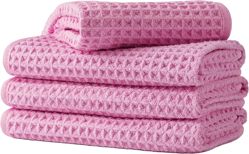Microfiber Waffle Face Towels, 4 Pieces, Soft, Absorbent, Fast Drying, Lint Free (Turquoise)