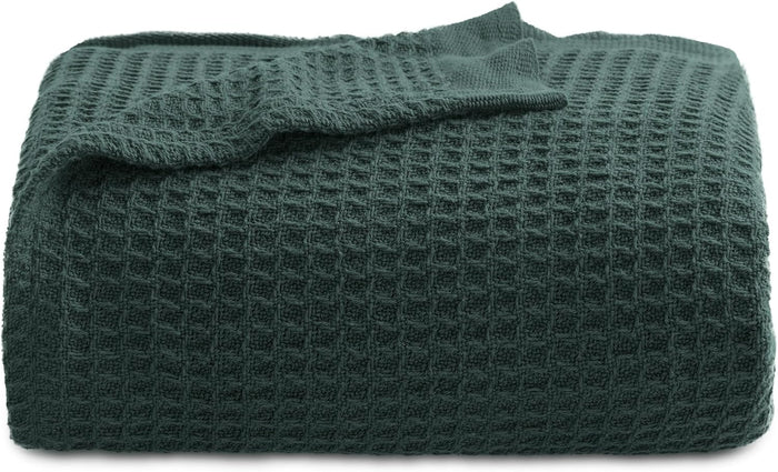 Bedsure Gentlesoft 100% Cotton Blanket King Size for Bed - Breathable and Soft, Thick Cozy Waffle Weave Christmas Blanket Gift for Women, Khaki (a Little Bit Yellow), 104x90 inches