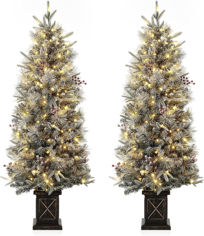 3 Ft Pre-Lit Christmas Tree, Artificial Christmas Trees with Lighting, Xmas Trees with 78 Led Lights, Christmas Decoration for Home, Office, Easy Assembly