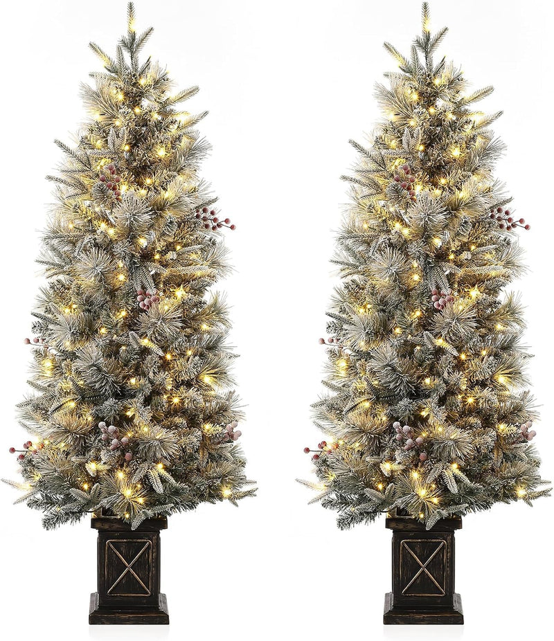 3 Ft Pre-Lit Christmas Tree, Artificial Christmas Trees with Lighting, Xmas Trees with 78 Led Lights, Christmas Decoration for Home, Office, Easy Assembly