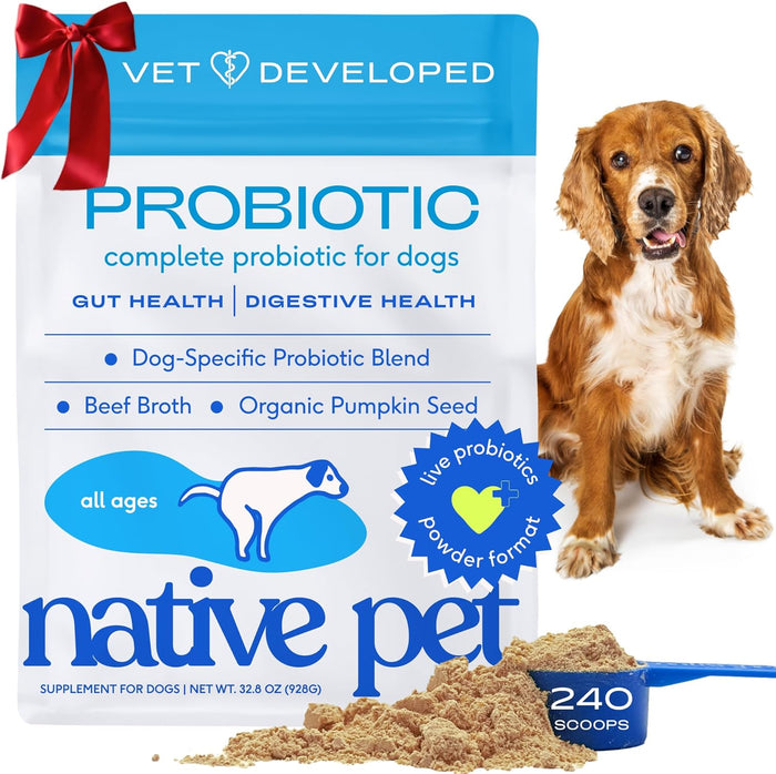Native Pet Probiotics for Dogs - Dog Probiotics Powder for Digestive Health, Gut Support, & Immune Boost – Vet-Formulated Powder for Maximum Potency with Digestive Enzymes & Prebiotics - 30 Scoops