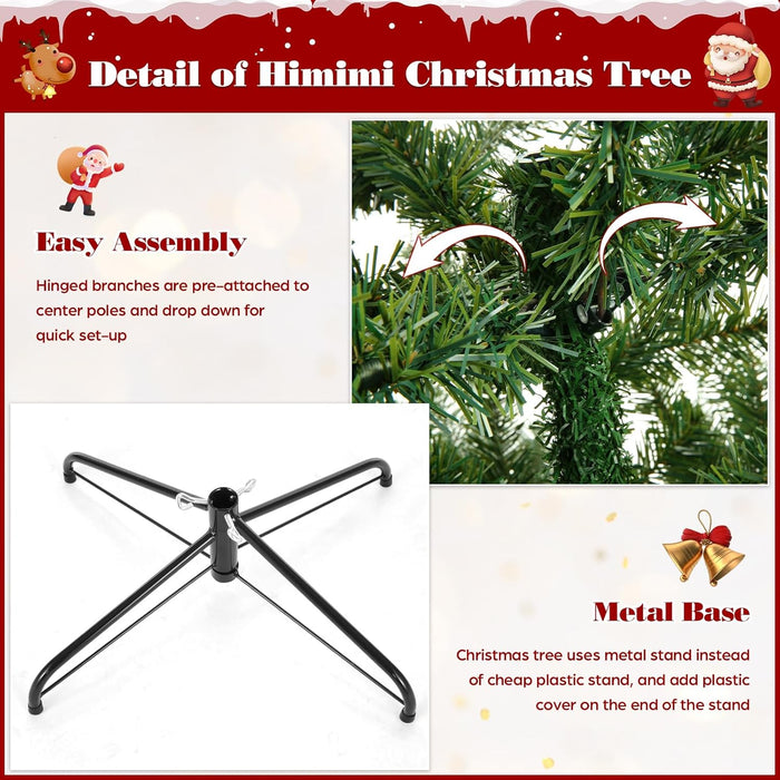 6FT Unlit Artificial Christmas Tree for Holiday Decoration, Premium Hinged Spruce Green Xmas Tree with 800 Branch Tips and Foldable Metal Stand for Home, Office, Party
