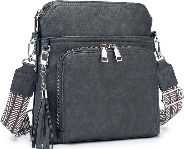 Roulens Crossbody Purse for Women Vegan Leather Medium Crossbody Wallet Bag for Travel Women Shoulder Handbags with Tassel