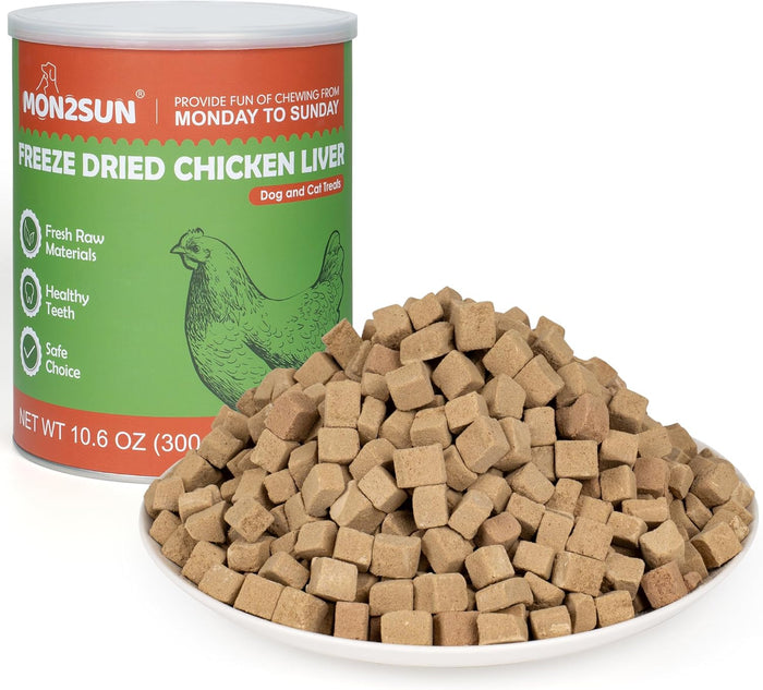 MON2SUN Freeze Dried Chicken Cat and Dog Treats, Single Ingredient Natural and Healthy Dog Snacks, High Protein Training Treats & Food Topper, 6oz