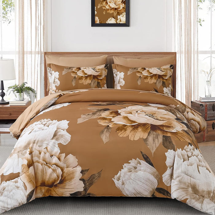Dobuyly Pink and Grey Comforter Set Queen Size 7 Piece Bed in a Bag, Floral Printed on Gray Comforter Set with Sheets, Soft Microfiber Botanical Complete Bedding Set for All Season
