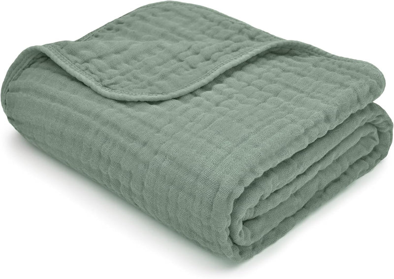 Comfy Cubs Muslin Blanket for Adults Queen 90" x 90" - 6 Layer Soft, Breathable & Lightweight Muslin Adult Blanket - Machine Washable & Designed in The US Bedding for All Seasons - Neptune