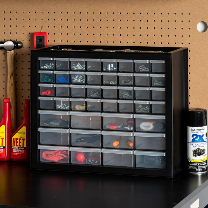 IRIS USA Screw Tool Organizer Small Parts Cabinet Chest, 44-Drawer Hardware Electronics Nuts Bolts Storage Drawers Organization Toolbox Garage Craft Business Teacher Beads Scrapbook Art Hobby - Black