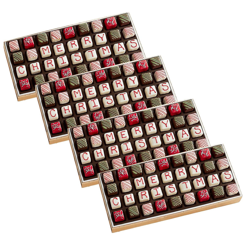 The Swiss Colony Merry Christmas Petits Fours Cakes, Gourmet Mini Layer Cakes in Red Velvet, Strawberry, Chocolate, and Vanilla, Holiday Dessert Cake Assortment
