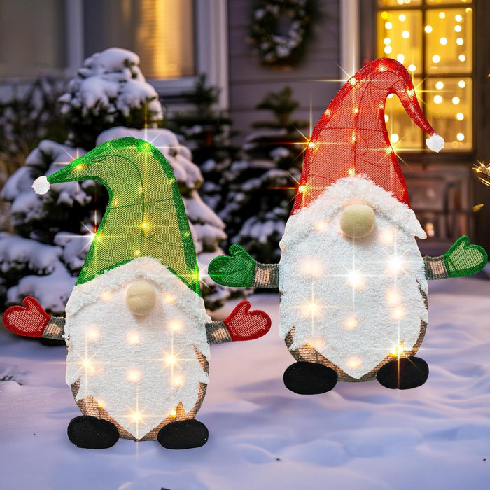 TW SHINE Lighted Christmas Snowman Outdoor Decoration, 3-Piece Pre-Lit 2D Snowman Family Set with 55 Warm White Lights, Christmas Yard Decorations for Patio Lawn Garden Decor, 20.5X9X29.5Inch-Large