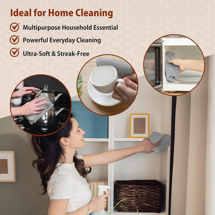 H4N Microfiber Cleaning Cloth Roll, 85 Pack Micro Fiber Wash Cloths for Car, Tear Away Towels, Ultra Absorbent Dish Rags, Non-Abrasive, Reusable and Washable Household Supplies, 11.81" x 11.81", Gray