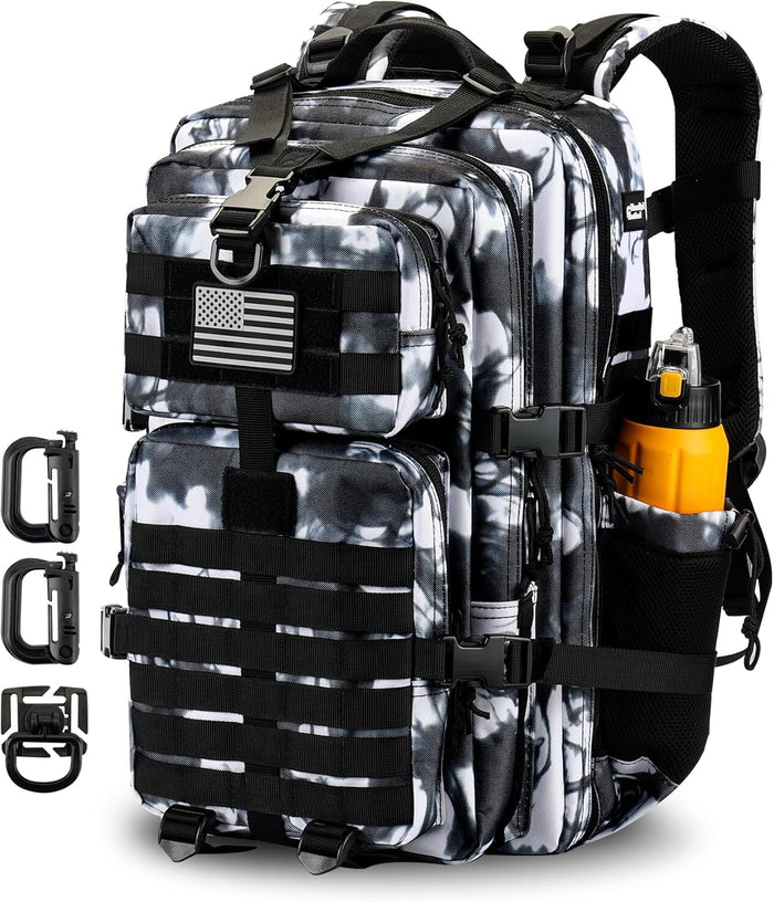 30L MOLLE Assault Pack, Tactical Backpack Military Army Camping Rucksack with Bottle Holder, 3-Day Pack, Olive Green
