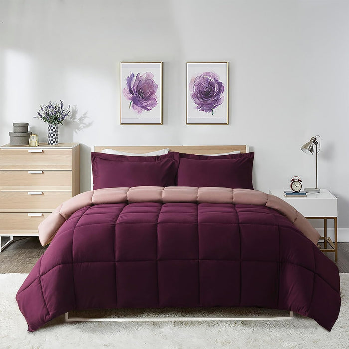 HIG 3pc Green King Size Comforter Set -All Season Reversible Down Alternative Comforter Bedding Comforter -Quilted Duvet Insert with Corner Tabs - Box Stitched Blanket - Breathable, Soft, Fluffy
