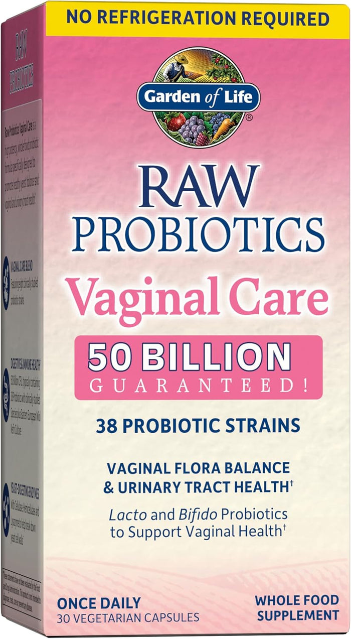 Garden of Life Raw Probiotics for Women's Vaginal Care with Acidophilus, Shelf Stable Probiotic Promotes Yeast Balance, Vaginal, Urinary Tract Health, 30 Vegetarian Capsules