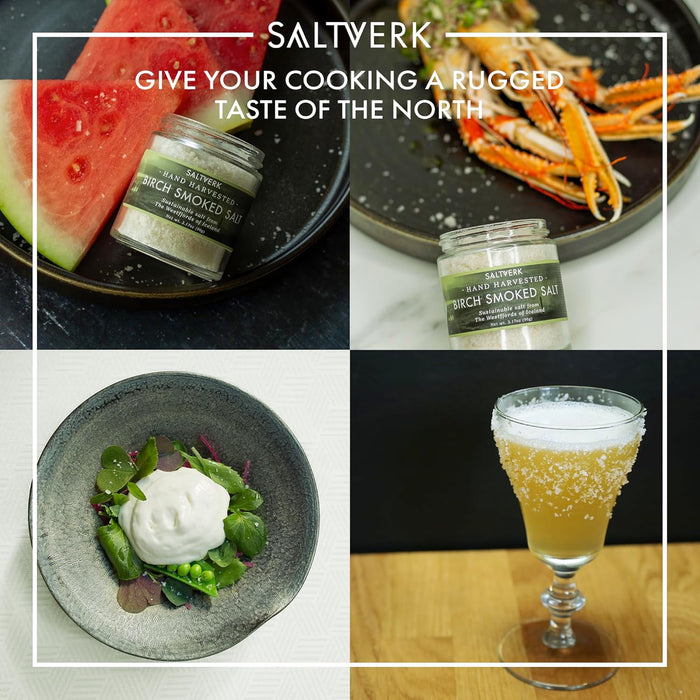 Saltverk Sea Salt - Gourmet, Icelandic, Hand Harvested and Sustainably Made - Birch Smoked 3.17 Oz