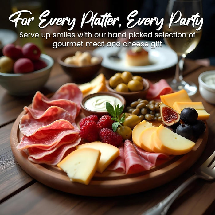 Deluxe Charcuterie Food Items, Meat and Cheese Gift Basket with Salami, Summer Sausage, Charcuterie Board Food Gifts for Men - Father's Day, Mother's Day, Easter, House Warming, Care Package, Thanksgiving, and Christmas Gifts (10-item Bundle)