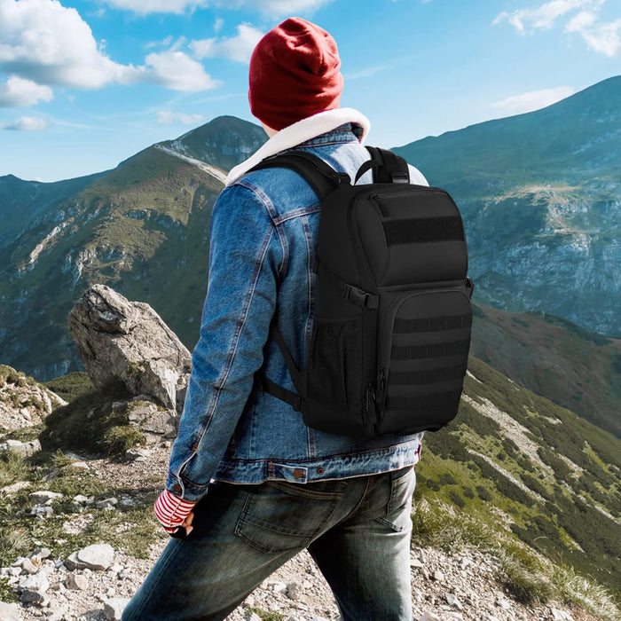 HUNTVP Tactical Backpack Military MOLLE Backpack Hunting Rucksack Gear Assault Pack 25L WR（Black）