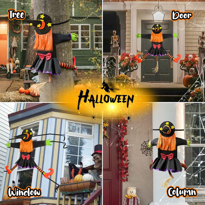 Halloween Decorations Outdoor Crashing Witch: Flying Crashed Witches Hanging into Tree - Halloween Decor for Yard Garden Porch