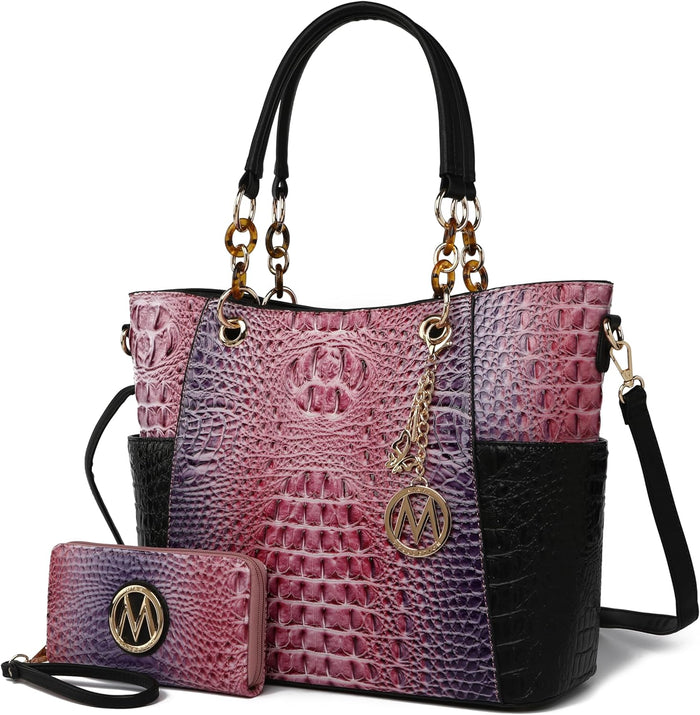 MKF Collection Tote Bag for Women, Handbag Set with Wallet-Top-Handle Bag Vegan Leather Purse by Mia K