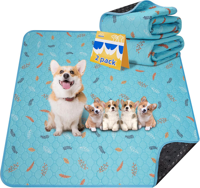 Sunheir Washable Pee Pads for Dogs , Thick Heavy Absorbency Reusable, Prevent Leakage, Waterproof , Non-Slip Pee Pads for Puppy Playpen, Crate, Whelping Box, Potty Training, Grey, 2 packs