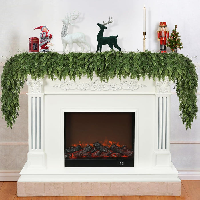 6ft Christmas Garland Realistic Soft and Thickness Green Faux Cedar Pine Garland Artificial Cedar Cypress Garland for Home Fireplace Wall Indoor Outdoor Holiday Party Home Decoration