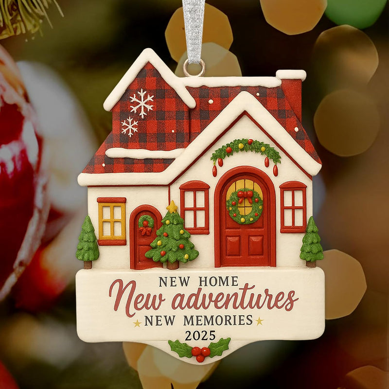New Home Ornament 2025 – Glass Housewarming Christmas Ornament, Elegant Holiday Decoration for New Homeowners, First Home Keepsake Gift for Couples or Families