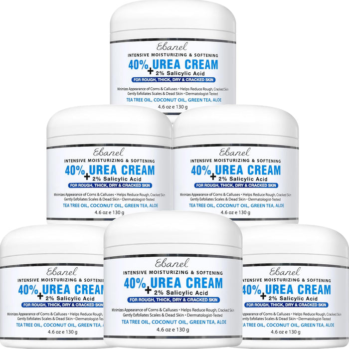 Ebanel Urea Cream 40% plus Salicylic Acid 2%, Foot Cream for Dry Cracked Heels Feet Knees Elbows Hands, Foot Dead Skin Cuticle Callus Remover Toenail Softener, Keratolytic Skin Barrier Repair