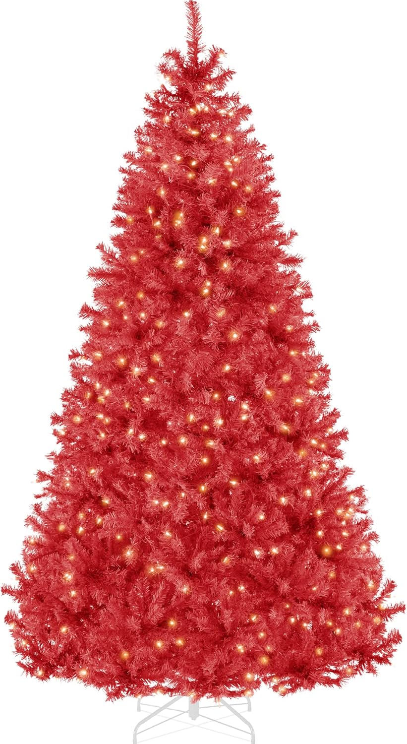 Best Choice Products 6ft Pre-Lit Christmas Tree Premium Hinged Artificial Pine Lighted Holiday Tree for Home, Office w/ 1,000 Branch Tips, 250 Lights, Metal Hinges, Foldable Base