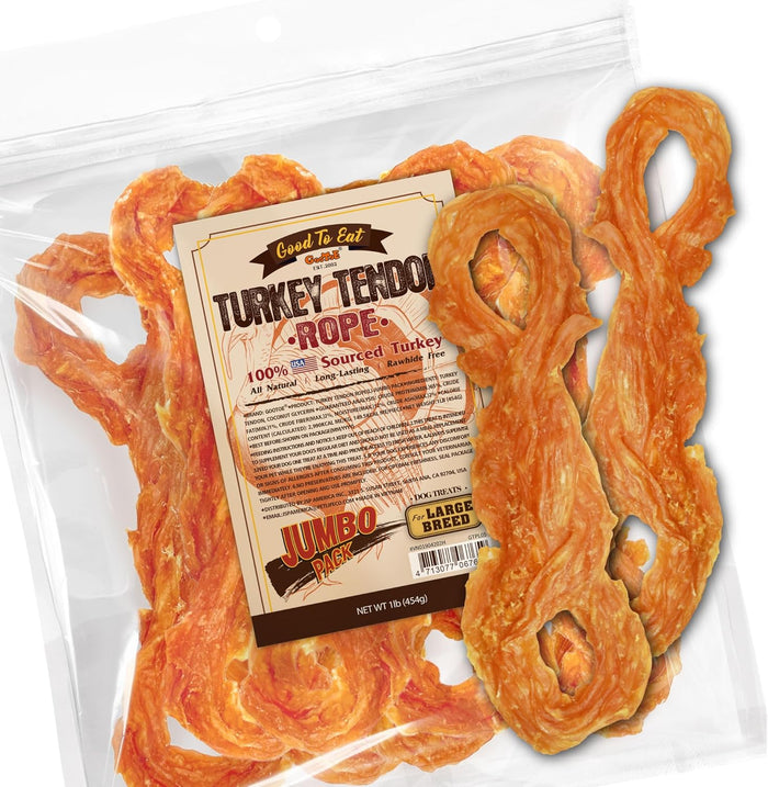 Gootoe Turkey Tendons for Dogs – All-Natural, Hypoallergenic Dog Treats, Rawhide Alternative, Long Lasting Puppy Chews, Healthy Dog Treats for Small Breeds, Bone (L), 16 oz Pack (1 lb)