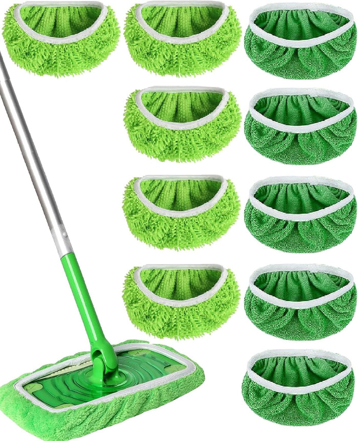 Reusable Microfiber Mop Pads Washable Wet Pads Compatible with Refills for Swiffer Sweeper Wet & Dry Sweeping Cloths Mop Head Replacement for Household Cleaning