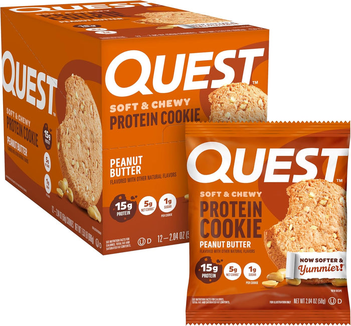 Quest Nutrition Chocolate Chip Protein Cookie, 15g Protein, 1g Sugar, 2g Net Carbs, Keto Friendly, High Protein, Low Carb; 12 Count