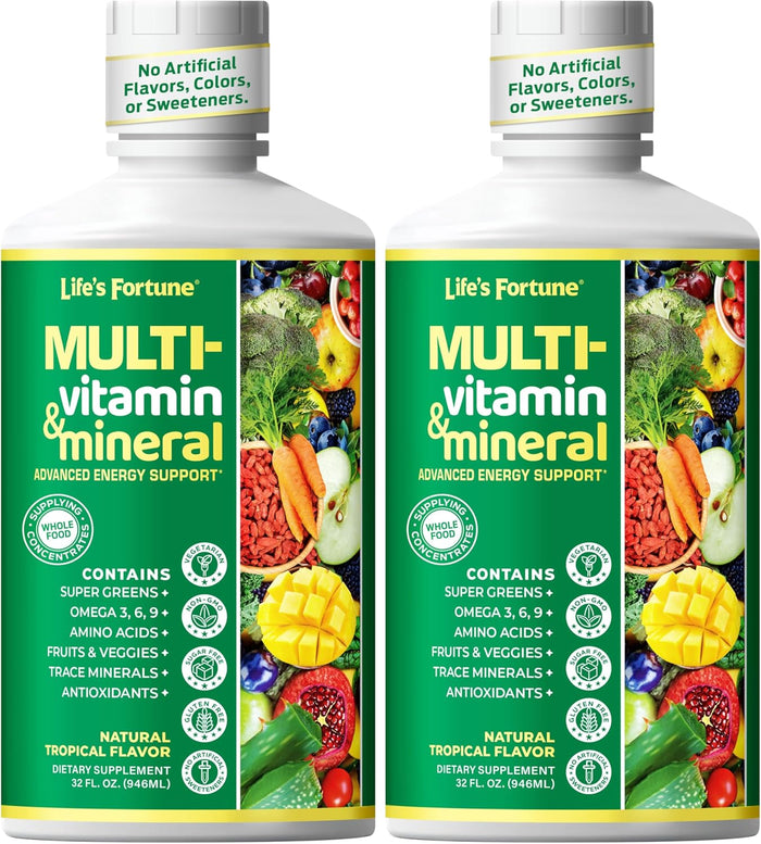 Life's Fortune Whole Food Multivitamin & Mineral, Advanced Energy Support Supplement, Daily Wellness for Men & Women, Amino Acids, 180 Vegetarian Tablets