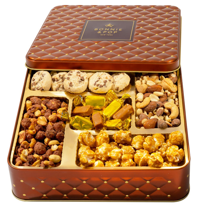 Christmas Chocolate Gift Basket- Holiday Nut and Candy Gift Box for Men, Women, Families, Corporate- Bonnie and Pop