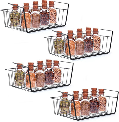 Undershelf Storage Basket Under Shelf Wire Basket Household Metal Under Shelf Hanging Storage Bin Basket Slides Under Shelves for Storage Space Saving for Kitchen Pantry Bookshelf