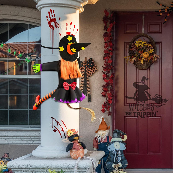 Halloween Decorations Outdoor Crashing Witch: Flying Crashed Witches Hanging into Tree - Halloween Decor for Yard Garden Porch