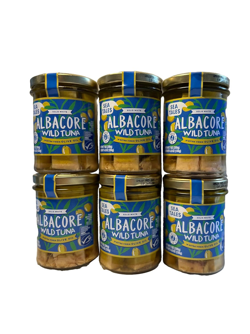 Sea Tales Solid White Albacore Canned Tuna in Water - No Salt Added - 100% Pole & Line Wild Sustainably Caught - BPA Free - High Protein Food - Keto Friendly - 5 oz. Cans (Pack of 12)
