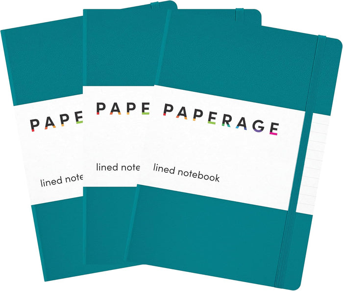 PAPERAGE Lined Journal Notebook, 10 Pack, (Bright Rainbow), 160 Pages, Medium 5.6 in x 8 in - 100 GSM Thick Paper – Hardcover Journaling Notebook for Work, School & Note Taking