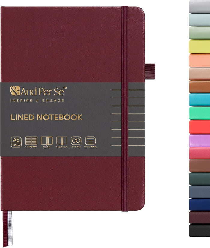 &And Per Se Lined Journal Notebook, 160 Pages, A5 5.7 x 8 inches College Ruled Thick Paper Notebook Journals for Writing, Hardcover Notebooks for Women Men Office School (1 Pack, Green)