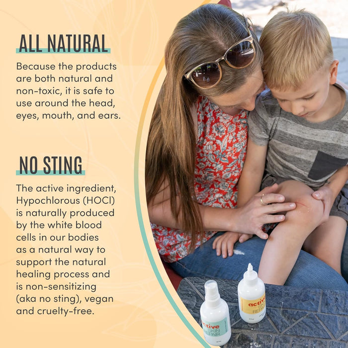 Active Skin Repair - First Aid Natural & Non-Toxic Healing Ointment & Antiseptic Spray for Minor Cuts, Wounds, Scrapes, Rashes, Sunburns, and Other Skin Irritations (Bundle, Combo, 3 oz Each)