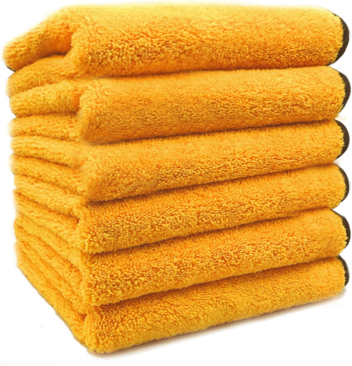 Solid Multipurpose Plush Microfiber Cleaning Cloth Towel for Household, Car Washing, Drying & Auto Detailing - 11" x 22" (6)