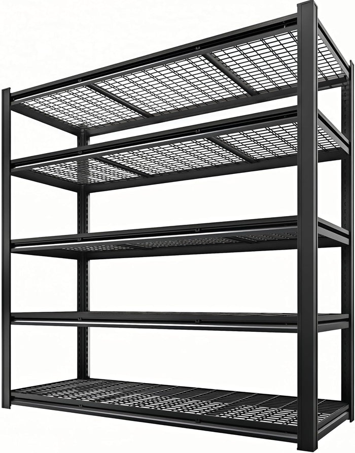 5 Tier Metal Shelving Unit, Adjustable Storage Shelves, 72" H x 35.43" W x 15.8" D Heavy Duty Garage Shelves for Warehouse, Basement, Kitchen, Pantry, Living Room, Black