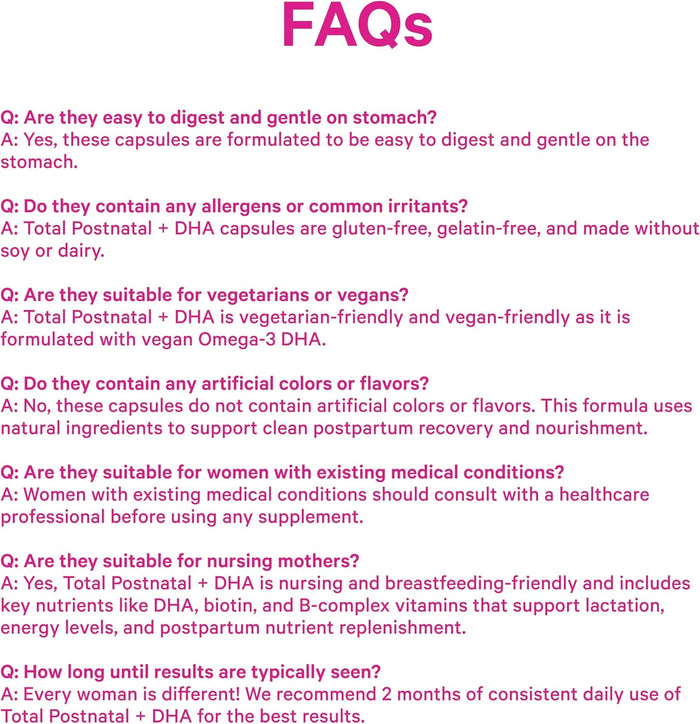 Pink Stork Total Postnatal Vitamins for Women – Berry Flavored Postpartum Multivitamin with Vegan DHA, Iron, Folate, B12 & Nutrients – Breastfeeding Support & Daily Wellness – 1 Month Supply