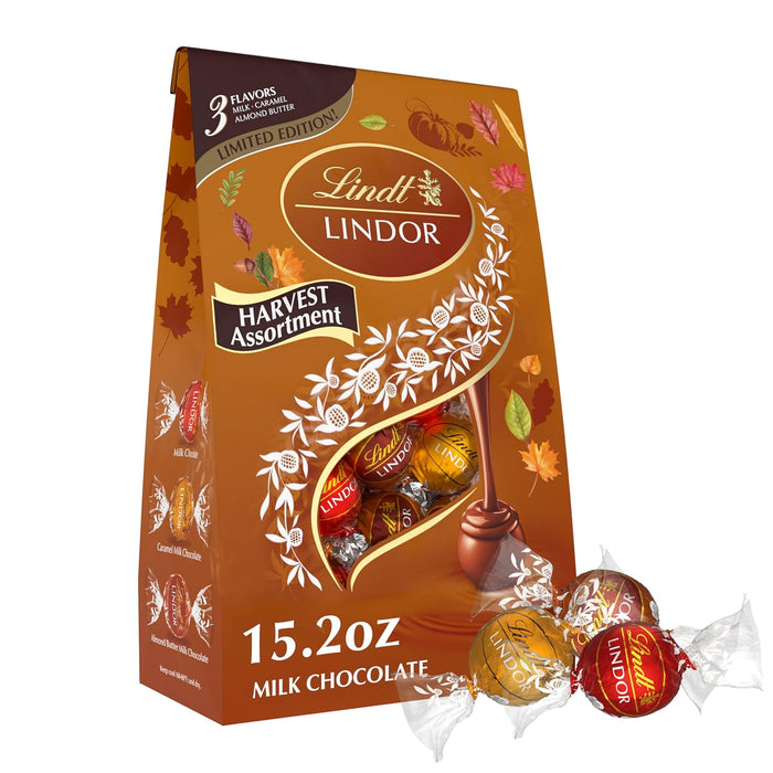 Lindt LINDOR Milk Chocolate Candy Truffles, Milk Chocolate with Melting Truffle Center, 15.2 oz. Bag