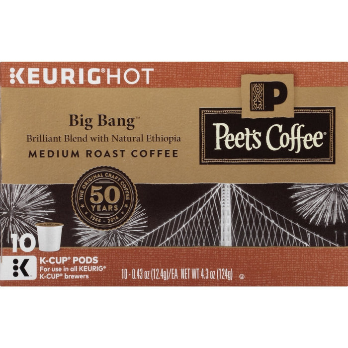 Peet's Coffee, Medium Roast Keurig K-Cup Pods - Big Bang 60 Count (6 Boxes of 10 K-Cup Pods)