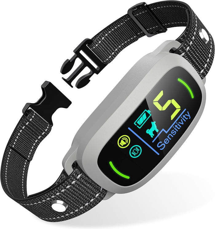 Dog Bark Collar for Large Medium Small Dogs, Rechargeable Smart Bark Collar, Anti Barking Training Collar with 5 Adjustable Sensitivity Beep Vibration (Black)