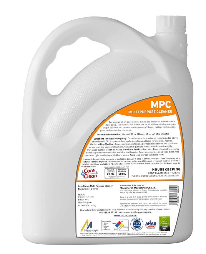 CareClean Multi-Purpose Cleaner 5L | Powerful & Versatile Cleaning Solution | Removes Dirt, Grease & Stains | Safe for Floors, Countertops & Appliances | Streak-Free & Fresh Fragrance