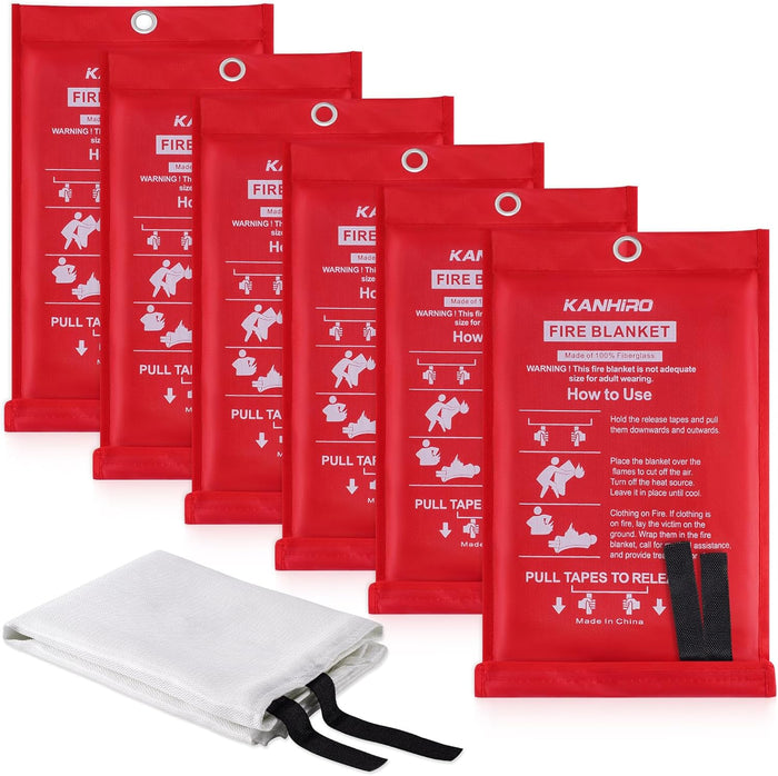 Emergency Fire Blanket for Home Kitchen - KANHIRO Fiberglass Fire Suppression Blanket Great for School, Fireplace, Grill, Car, Office, Warehouse (4 Pack, 39 in X 39 in)