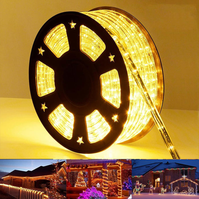 100ft LED Rope Lights Outdoor, 720 LED Connectable and Flexible Tube Lights with 8 Modes, Waterproof LED Rope Lighting for Garden, Patio, Pool, Bedroom, Party, Indoor Outdoor Decoration (White)