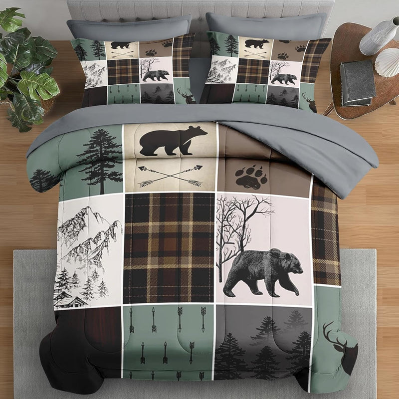 Comforter Set Queen Size, Gothic Butterfly Moon 7 Pcs Bedding for Kids and Adults, Botanical Plant Leaf Bed Sheet Sets with Fitted Sheet 2 Pillowcases & 2 Shams for Bedroom Bed Decor